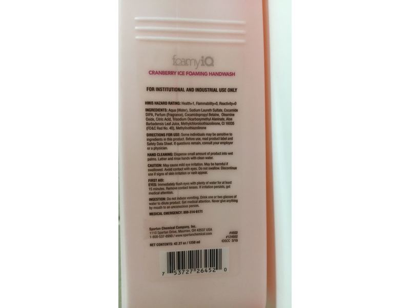 Spartan Foamy Iq Foaming Hand Wash, Cranberry Ice, 42.27 oz/1250 ml