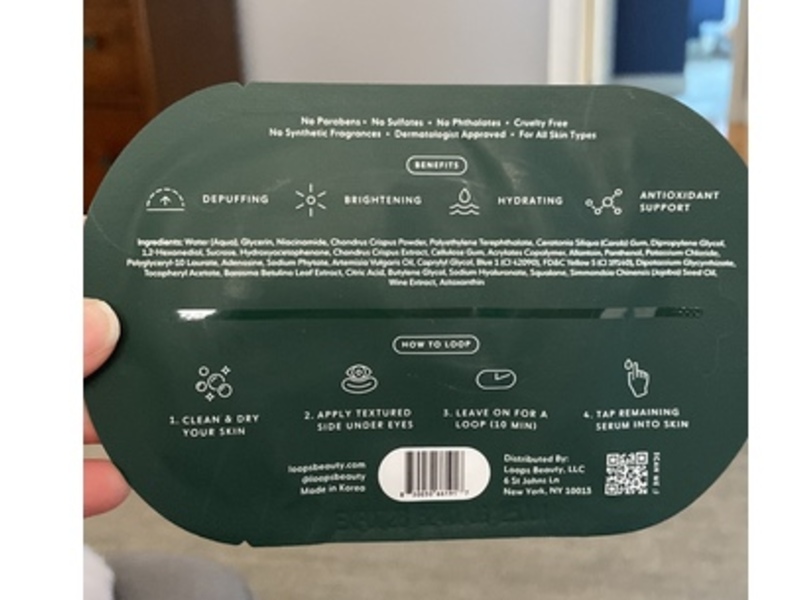 Loops Brightening Glitter Eye Mask Set, Holiday Champagne Scent, 0.176 oz/5 g