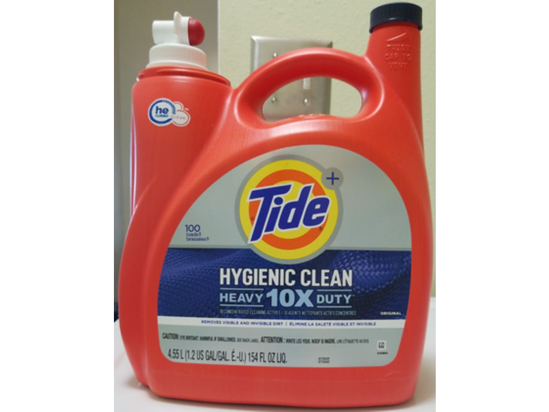 Tide Hygiene Clean Heavy 10X Duty Liquid Laundry Detergent, Original, 100 Loads, 154 fl oz/4.55 L