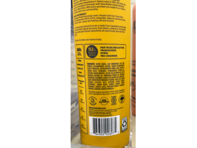 Shea Moisture Deeply Moisturizing Body Wash, Raw Shea Butter, 18 fl oz/532 mL