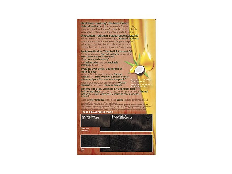 Clairol Natural Instincts Semi Permanent Hair Color, 28 Nutmeg Dark Brown, 1 Application