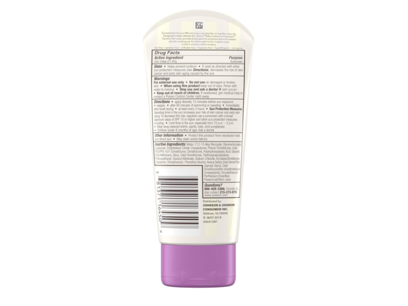 Aveeno Baby Continuous Protection Sunscreen, Zinc Oxide, SPF 50, 3.0 fl oz/88 mL