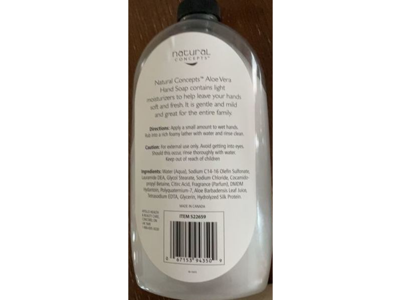 Natural Concepts Hand Soap, Aloe Vera, 40 fl oz1.18 L
