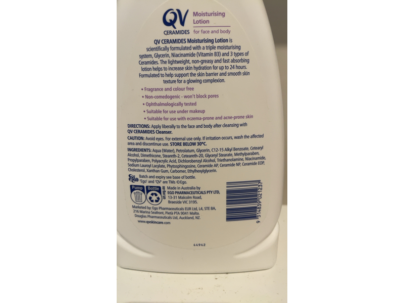QV Ego Ceramides Moisturising Lotion, 1 L