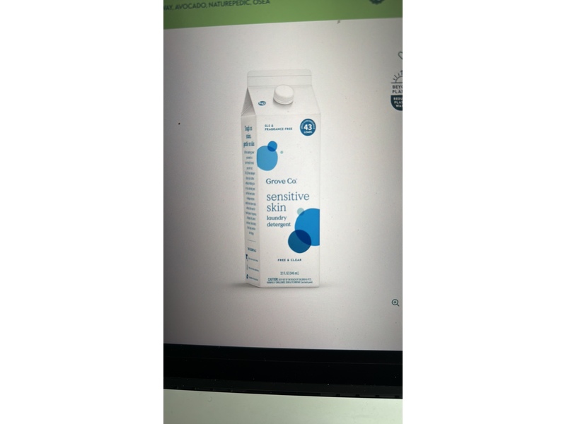 Grove Co Sensitive Skin Laundry Detergent, Free & Clear, 32 fl oz/946 mL, 43 Loads