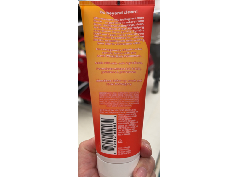 Lume Acidified Body Wash, Clean Tangerine, 7.0 fl oz/207 mL