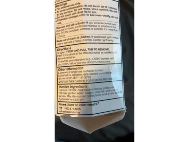 Refresh Plus Lubricant Eye Drops, 0.01 fl oz/0.4 mL, 100 Count