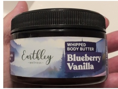 Earthley Wellness Whipped Body Butter, Blue Berry Vanilla, 4 oz/118 mL