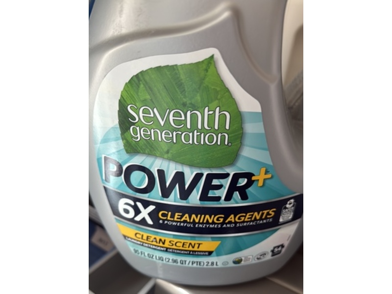 Seventh Generation Power+ Laundry Detergent, Clean Scent, 54 Loads, 95 fl oz/2.8 L