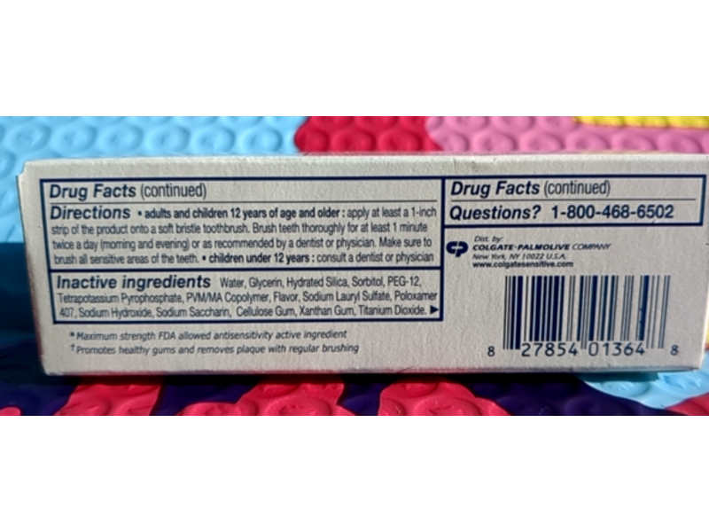 Colgate Sensitive Maximum Strength Complete Protection Toothpaste, Mint Clean, 0.78 oz/22 g, Pack Of 8