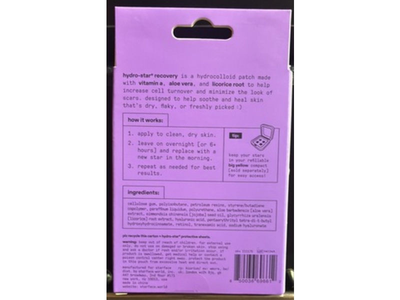 StarFace Hydro-Star Patches Recovery, Purple, 32 Count