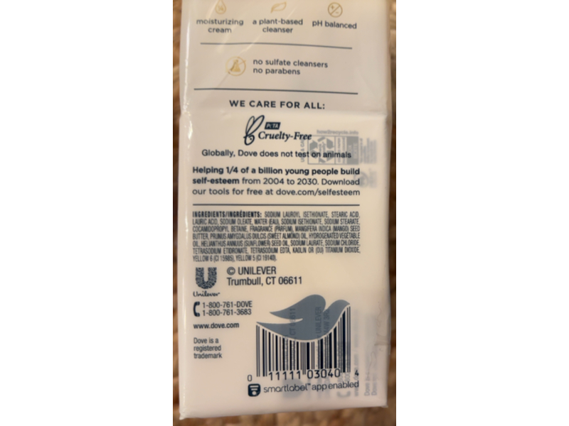 Dove Glowing Moisturizing Cream Bar Soap, Mango Butter & Almond Butter, 3.17 oz/90 g, 6 Count