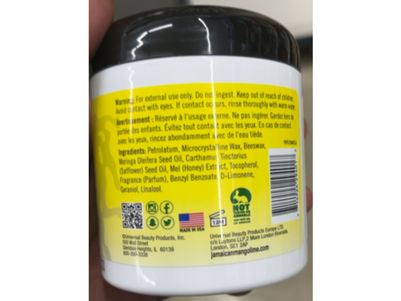Jamaican Mango & Lime Locking Firm Wax, Moringa Seed Oil & Manuka Honey, 6 oz/156 g