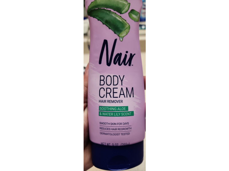 Nair Hair Remover Body Cream, Soothing Aloe, Water Lily Scent, 9 oz/255 g