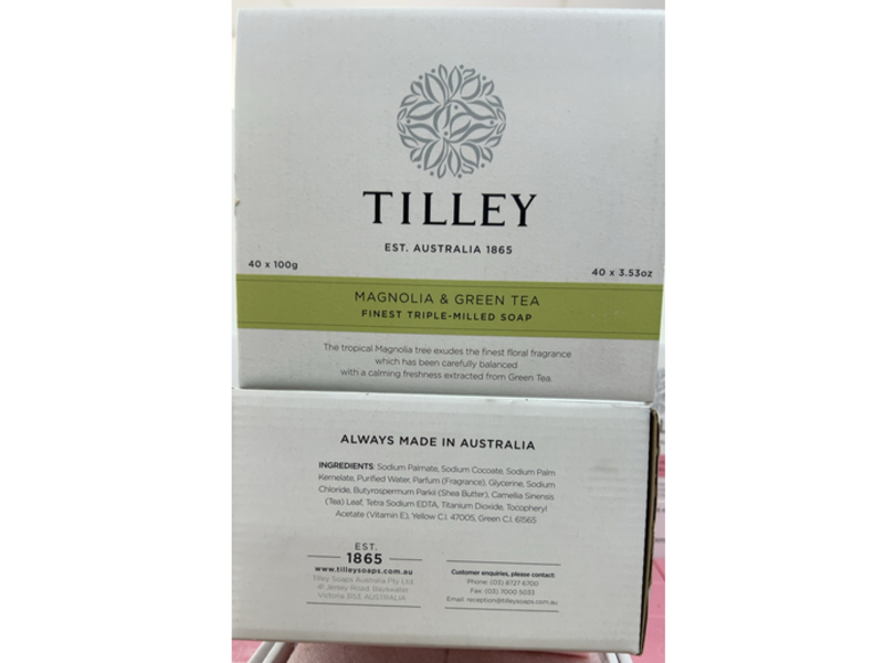 Tilley Finest Triple-Milled Soap, Magnolia & Green Tea, 3.53 oz/100 g, 40 Count