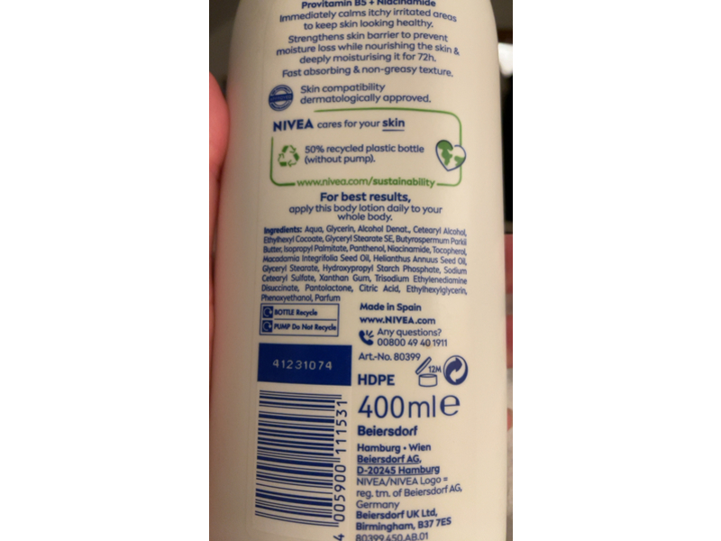 Nivea Body Lotion, Reapir & Care, 400 mL