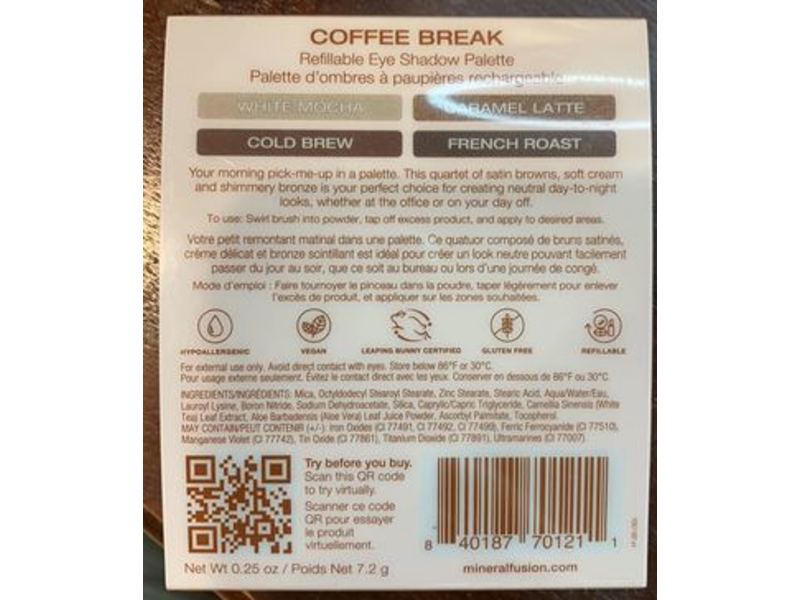 Mineral Fusion Eyeshadow Palette, Coffee Break, 0.25 oz/7.2 g