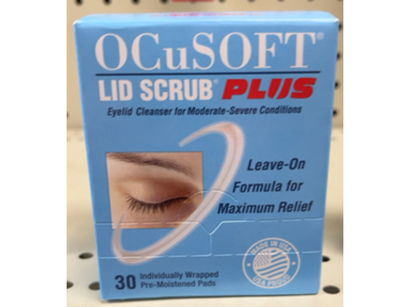 Ocusoft Lid Scrub PLUS Eyelid Cleanser Pre-Moistened Pads, 30 Count