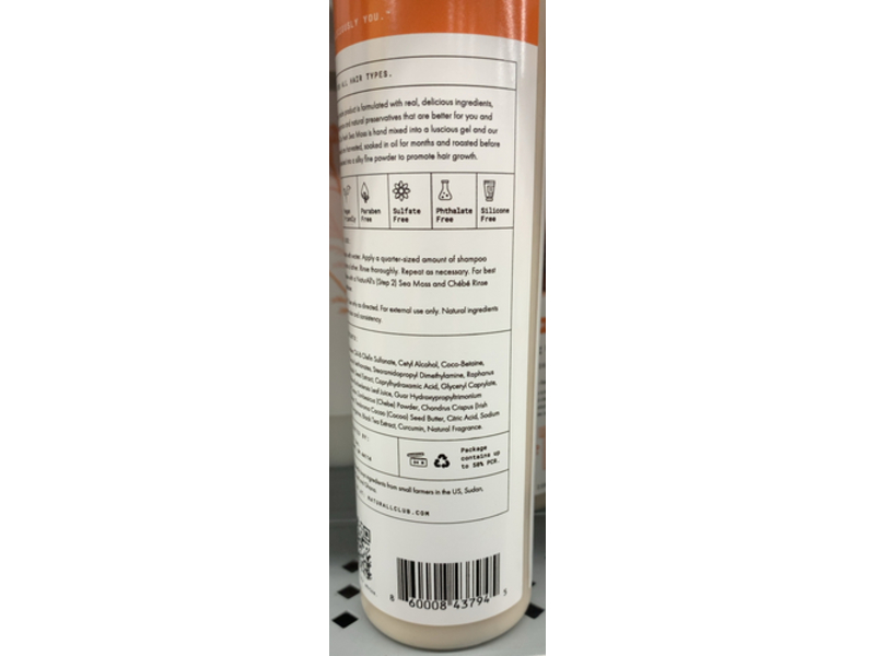 Naturall Wash & Go Shampoo, Sea Moss & Chebe, 8.5 fl oz/250 mL