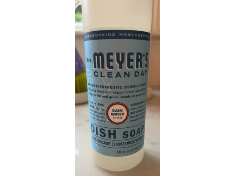 Mrs. Meyer's Clean Day Dish Soap, Rain Water Scent, 16 fl oz/473 mL