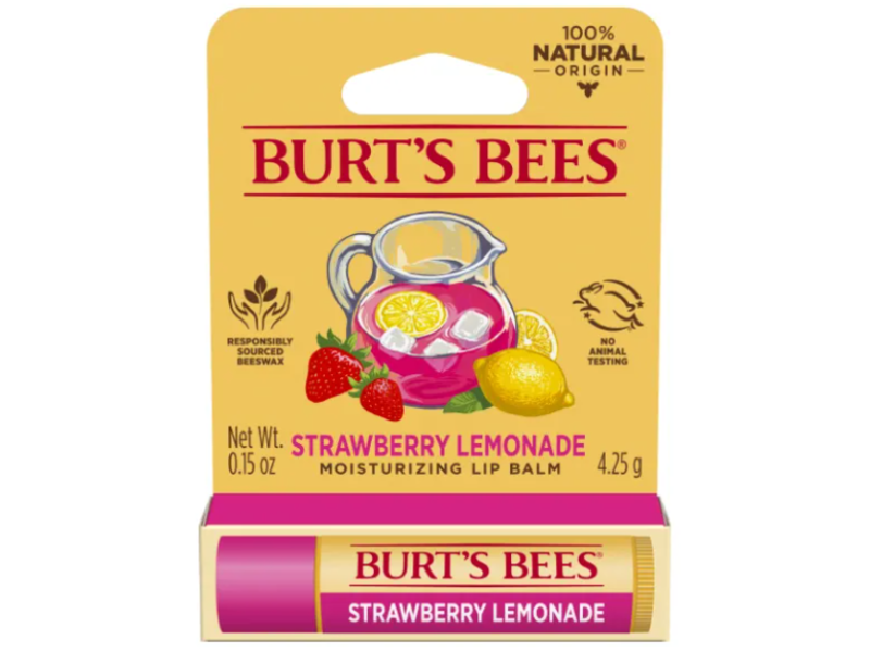 Burt's Bees Moisturizing Lip Balm, Strawberry Lemonade, 0.15 oz/4.25 g, Pack Of 2