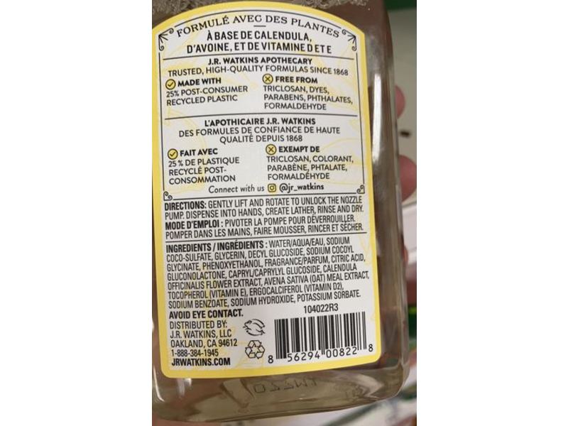 J.R Watkins Foaming Hand Soap, Lemon And Citron, 9 fl oz/266 mL