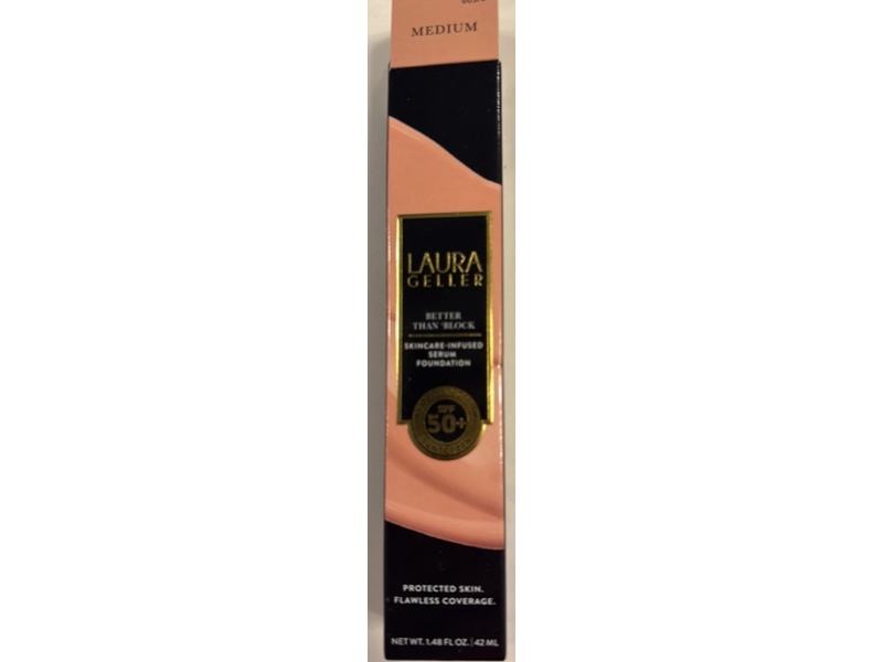 Laura Geller Better Than Block Skincare-Infused Serum Foundation, SPF 50+, 03 Medium, 1.48 fl oz/42 mL