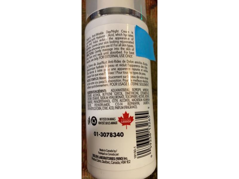 Delon Anti Wrinkle Day Night Cream, Hyaluronic Acid, 5.29 oz/150 g