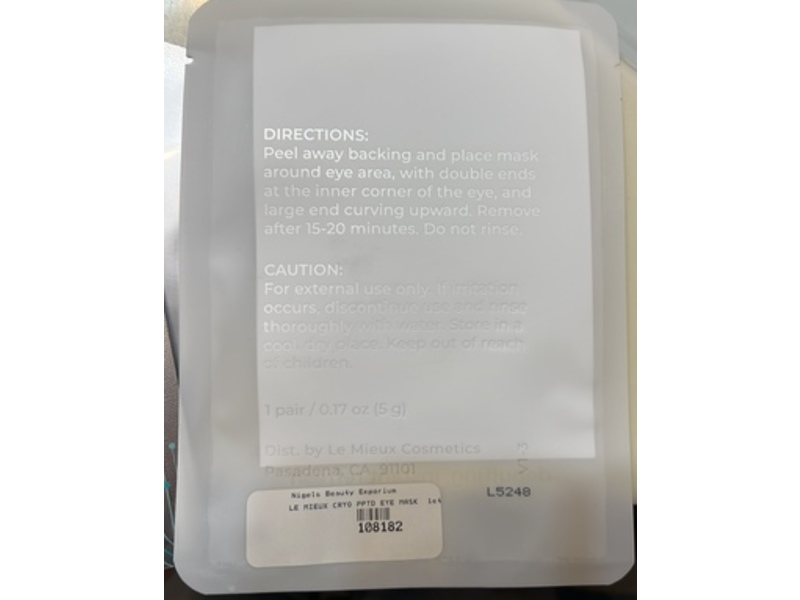 Le Mieux Cryo Peptide Eye Mask, 0.17 oz/5 g, 1 Pair
