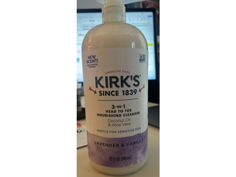 Kirk's 3-in-1 Head to Toe Nourishing Liquid Cleanser, Lavender & Vanilla, 32 fl oz/946 mL
