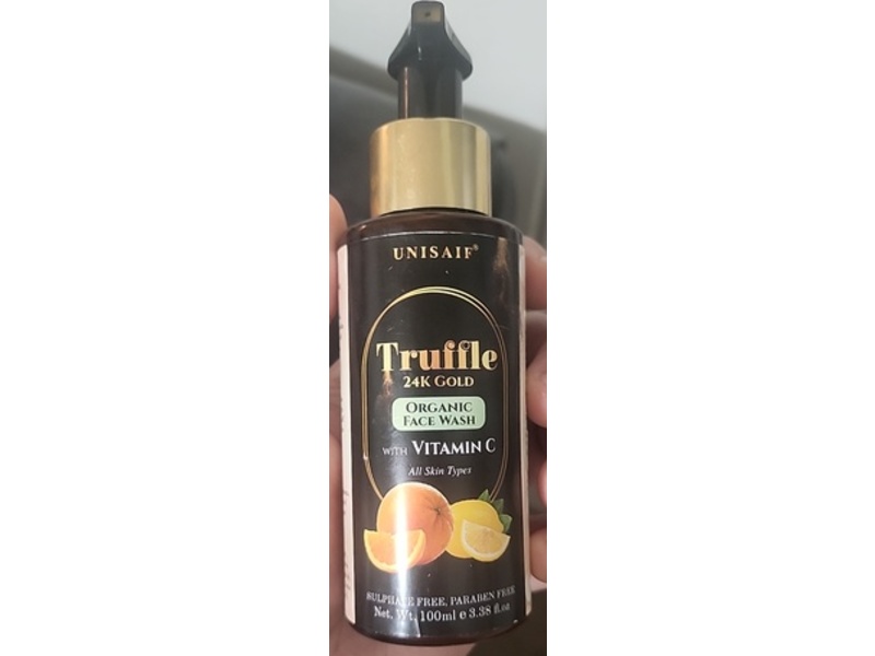 Unisaif Truffle 24K Gold Organic Face Wash with Vitamin C, 3.38 fl oz/100 mL