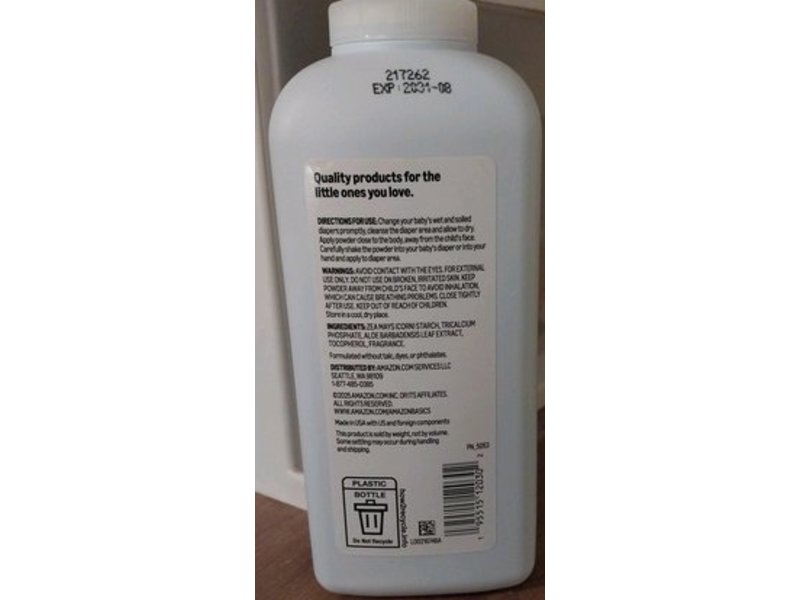 Amazon Basics Baby Powder, Cornstarch, 15 oz/425 g