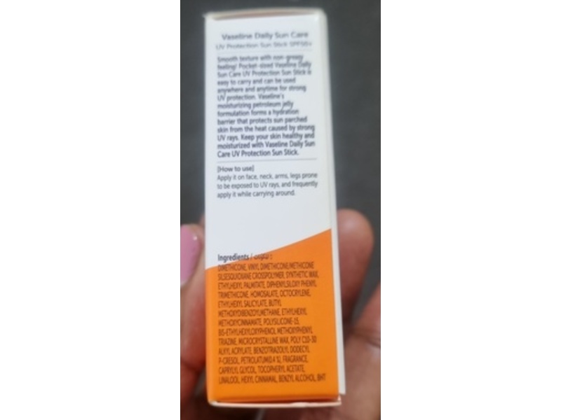 Vaseline Daily Sun Care UV Protection Sun Stick, Vaseline Jelly, SPF 50+ PA++++, 15 g