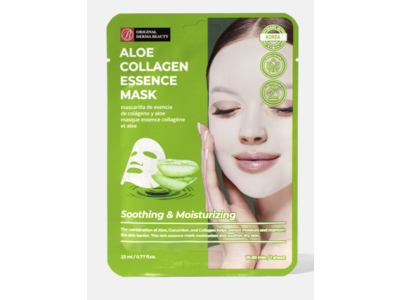 Original Derma Beauty Aloe Collagen Essence Mask, 0.77 fl oz/23 mL, 24 Count