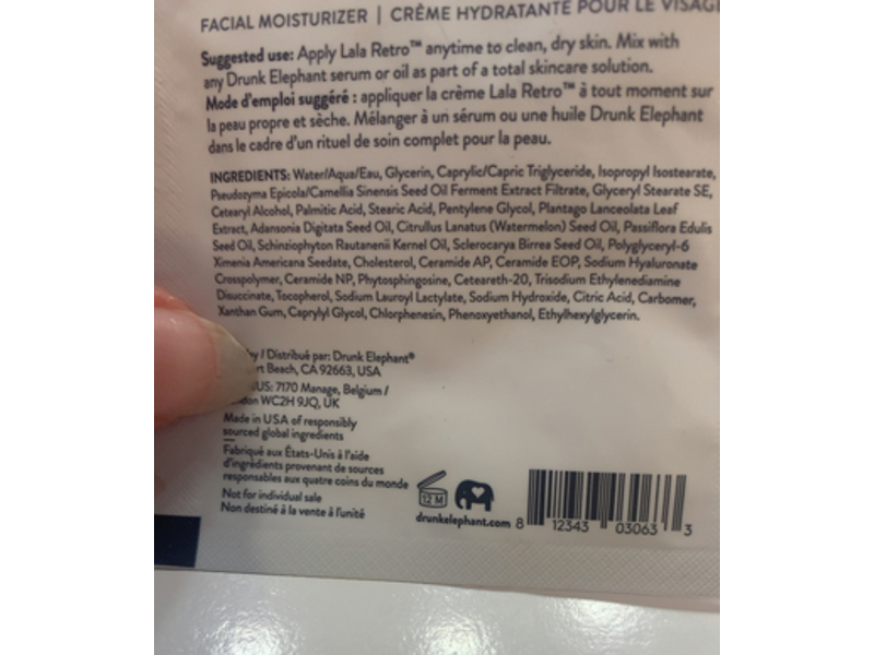 Drunk Elephant Lala Retro Whipped Cream, 0.05 fl oz/1.5 mL