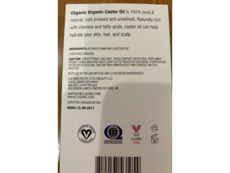 Cliganic 100% Pure & Natural Castor Oil, 1 fl oz/30 mL