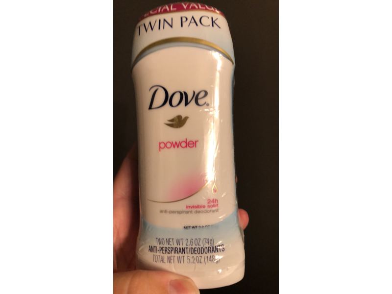 Dove Anti-Perspirant Deodorant Invisible Solid, Powder, Twin Pack 5.20 oz