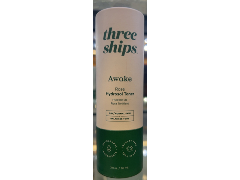 Three Ships Awake Hydrosol Toner, Rose, 2 fl oz/60 mL