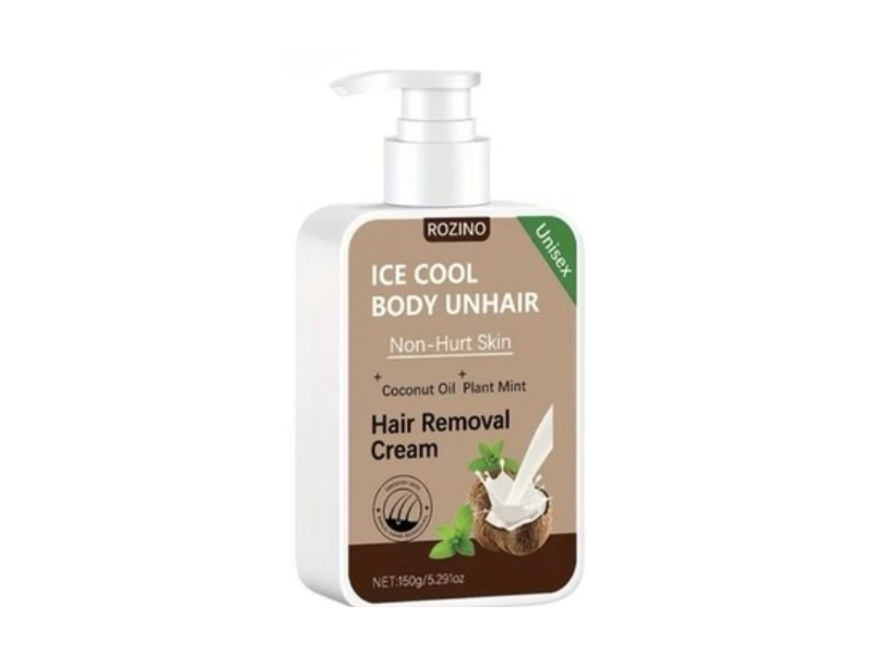 Rozino Ice Cool Body Unhair Hair Removal Cream, Coconut Oil, Plant Mint, 5.291 oz/150 g