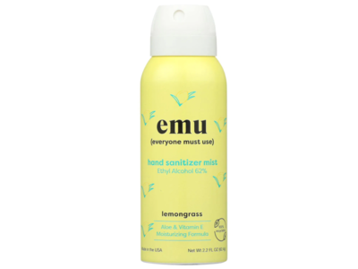 Emu Hand Sanitizer Mist, Lemongrass, 2.2 fl oz/62.4 g