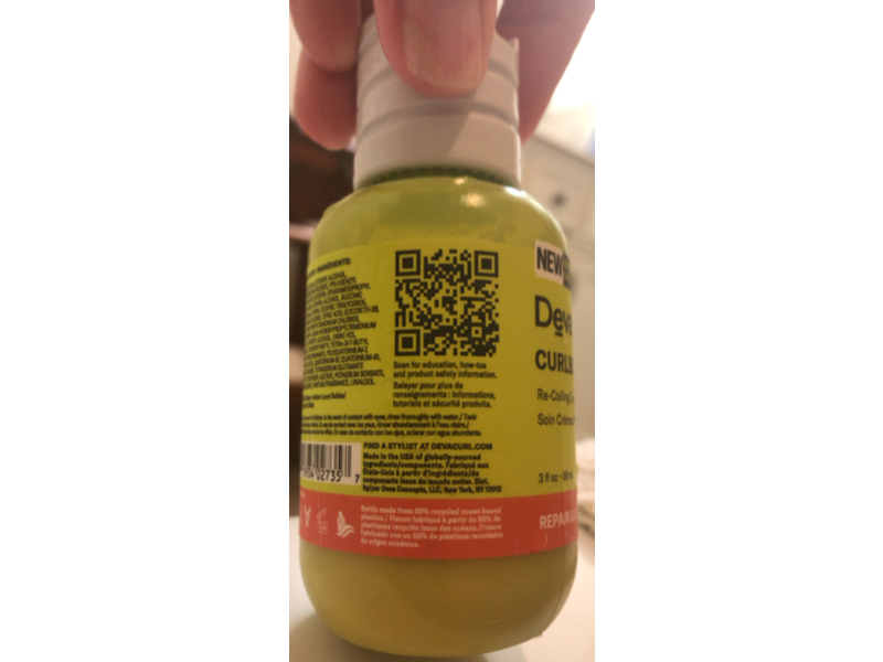 Devacurl Curlbond Re-Coiling Cream Conditioner, Repair & Bond, 3 fl oz/88 mL