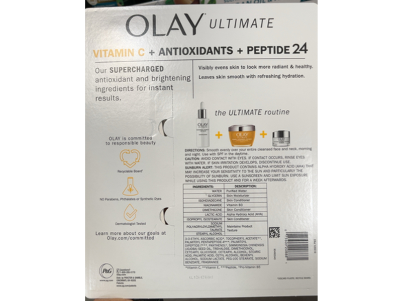 Olay Ultimate Hydrating Moisturizer, Vitamin C + Antioxidants + Peptide 24, 1.7 oz/48 g, Pack Of 2