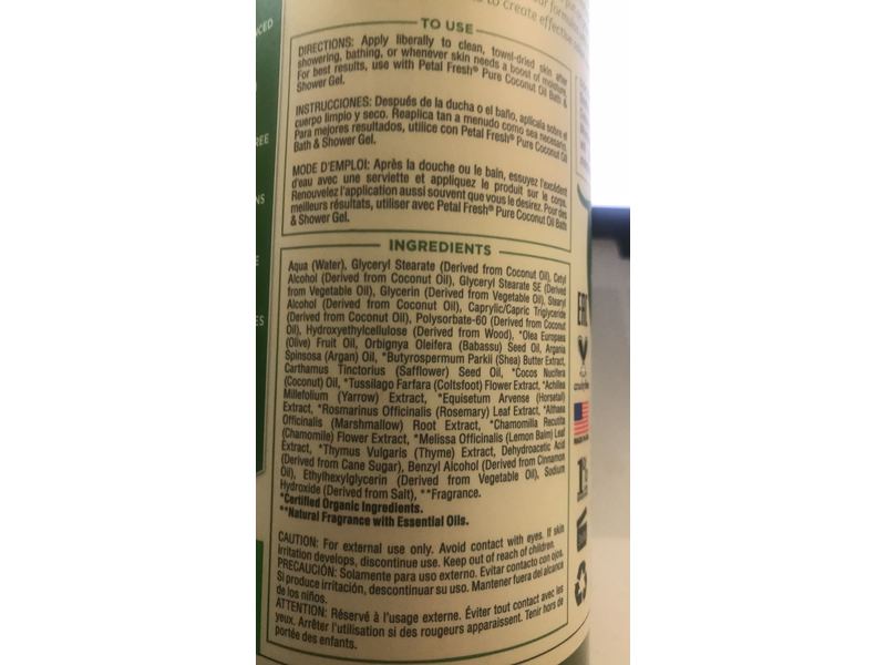 Petal Fresh Pure Ultra Moisturizing Hand & Body Lotion, Coconut Oil, 34 fl oz / 1000 mL