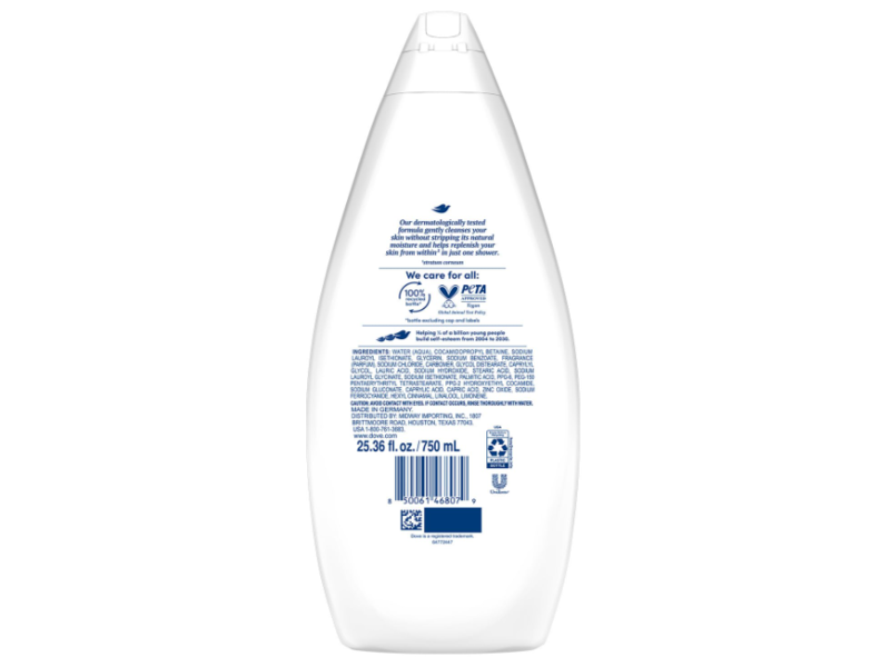 Dove Nourishing Body Wash, Sulfate SLES, 25.36 fl oz/750 mL, Pack Of 4