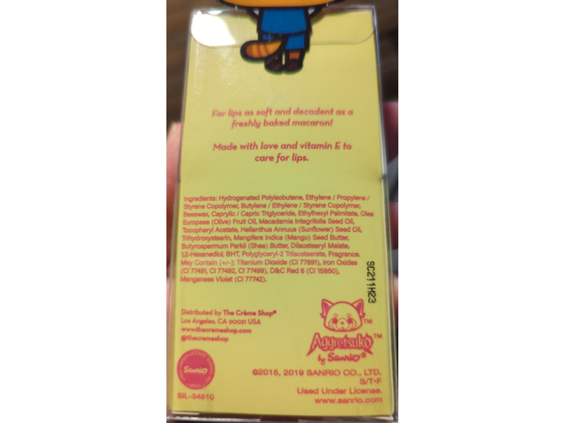 The Creme Shop Macaron Lip Balm, Aggretsuko Rasberry