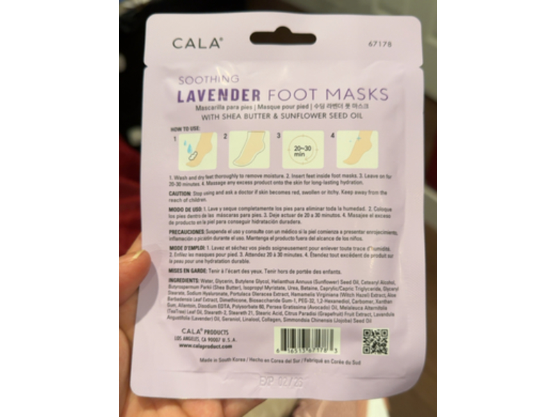 Cala Soothing Foot Mask, Lavender, Shea Butter & Sun Flower Seed Oil, 0.5 fl oz/14 g
