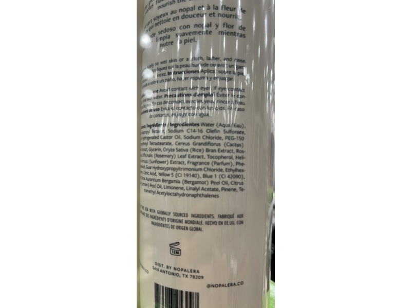 Nopalera Cactus Shower Gel, 24 fl oz/709 mL