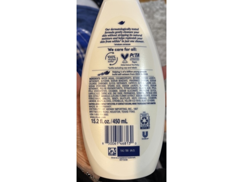 Dove Gentle Pamper Body Wash, 15.2 fl oz/450 mL, 3 Pack