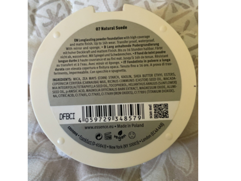 Essence Cover & Last Powder Foundation, 07 Natural Suede, 0.28 oz/8 g