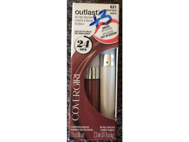 Covergirl Outlast Moisturizing Topcoat & All Day Colorcoat Lipcolor, Natural Blush 621, 0.6 oz/1.9 g & 0.7 fl oz/2.3 mL